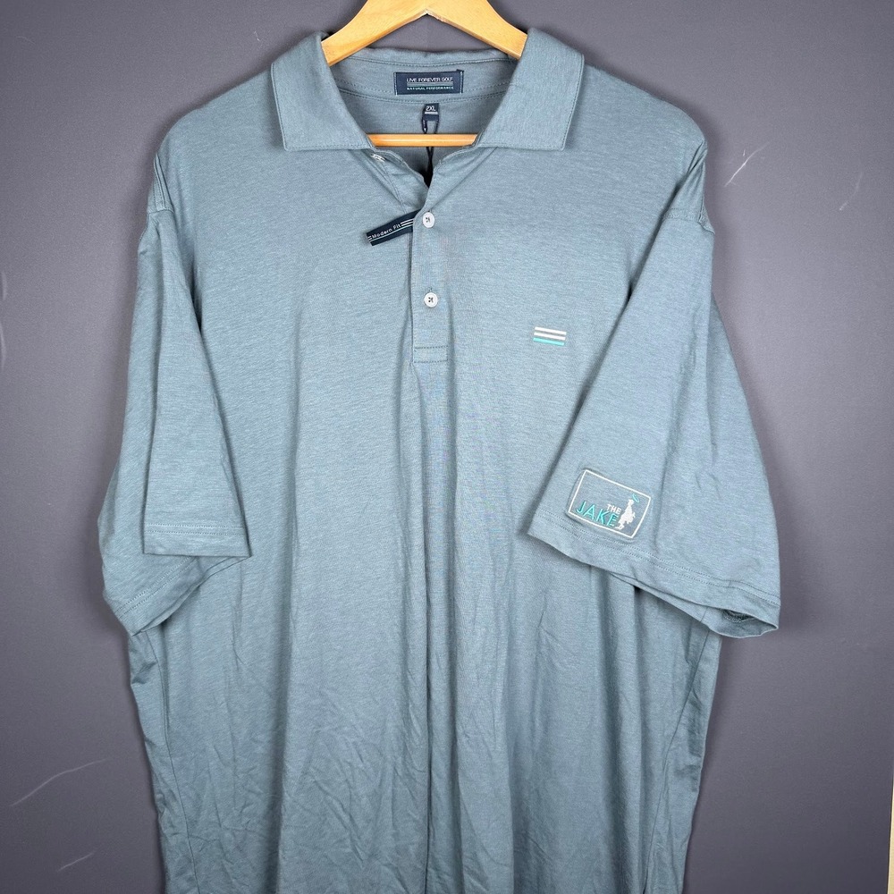 NWT Live Forever Golf LFG Soft Landing Polo Shirt Blue Pima Lyocell Mens 2XL